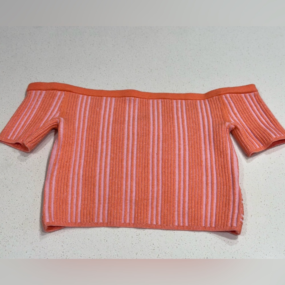 Aerie Reversible Ribbed Cropped Wrap Sweater Top - Orange/Pink - Picture 4 of 7